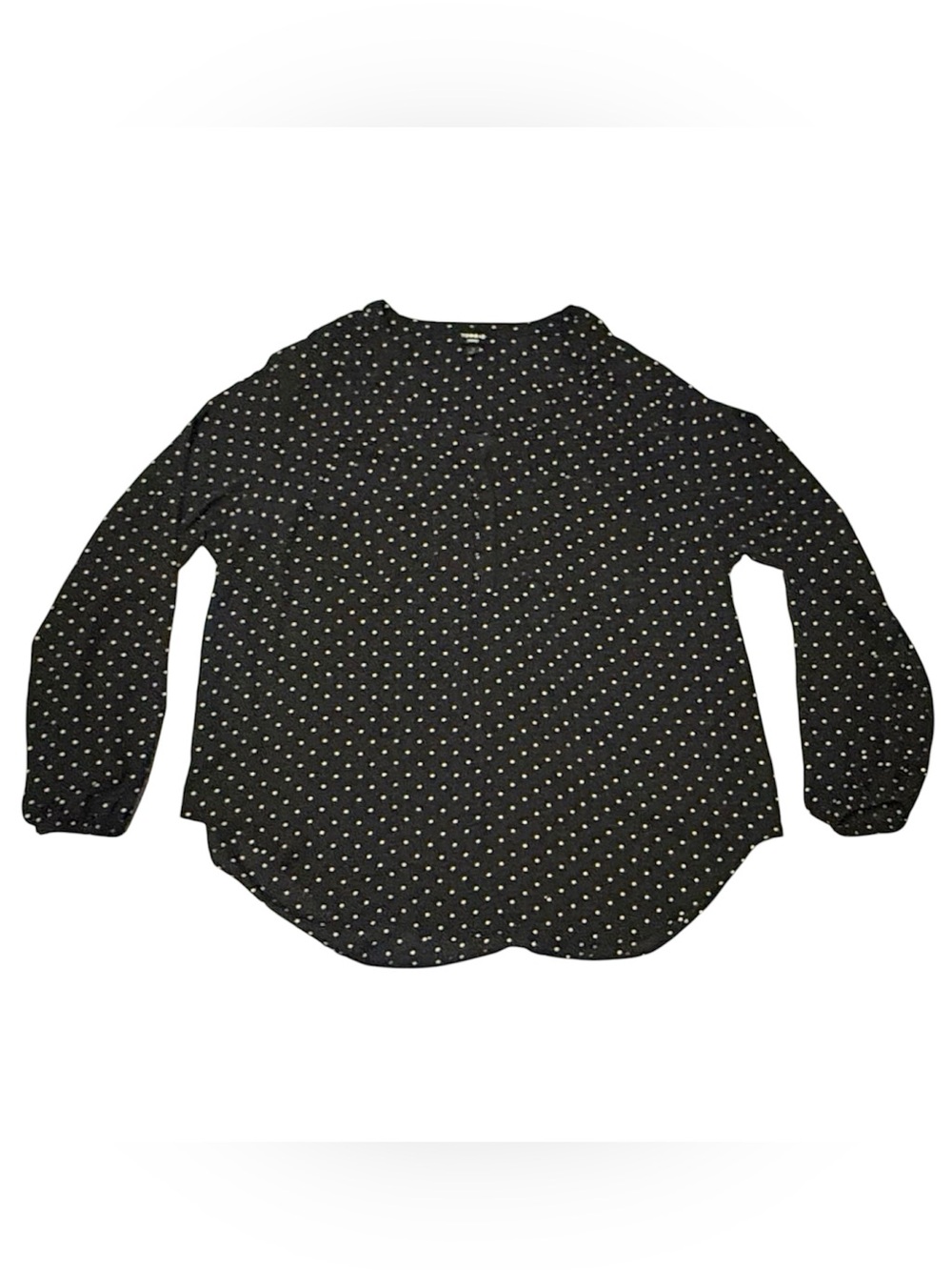 Torrid Plus Size 1 Black White Polka Dot Blouse 3/4 Sleeve Stretch Top